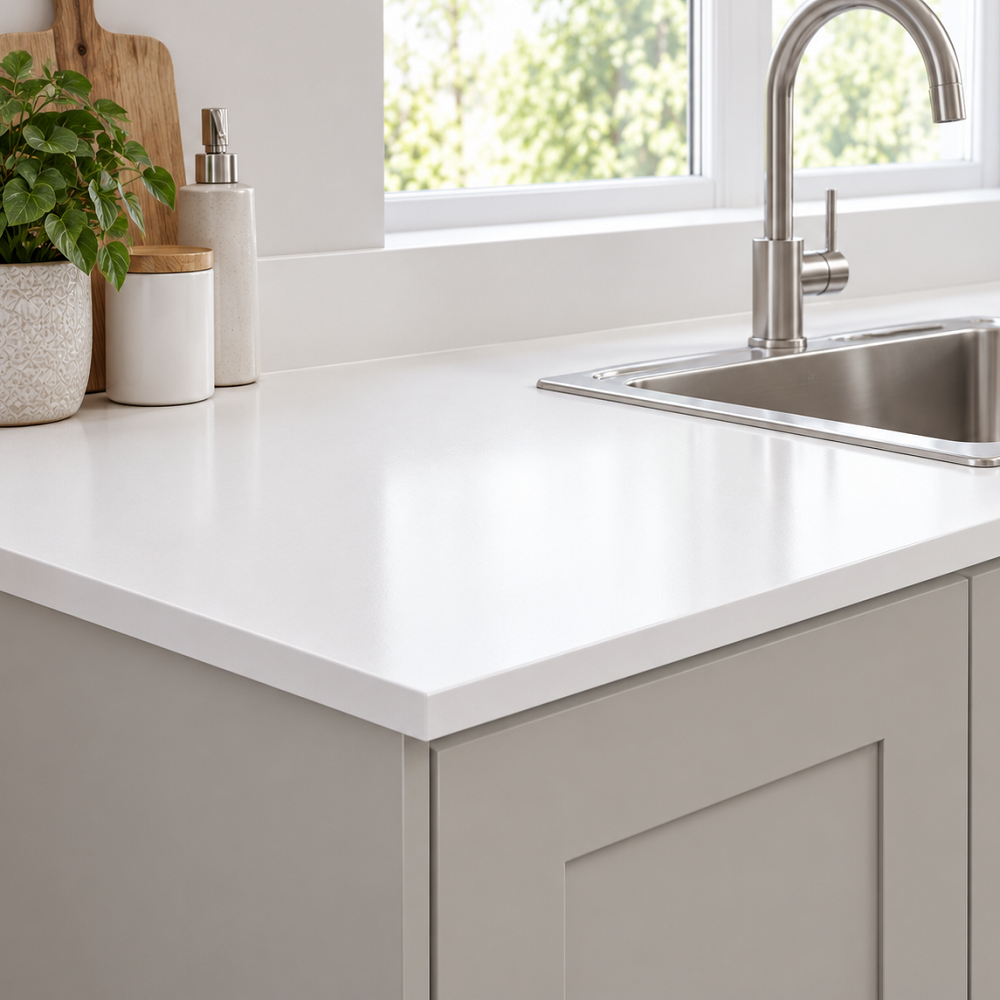 Crisp White Square Edge Worktop - Image 2