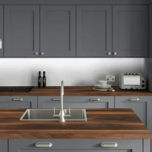 Alternative view of Wide Planked Walnut Square Edge Worktop