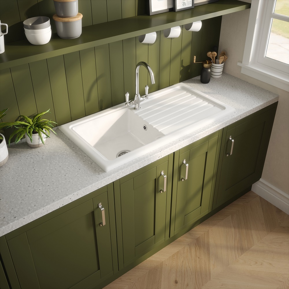 Reginox White Ceramic 1.0 Bowl Sink - Image 4