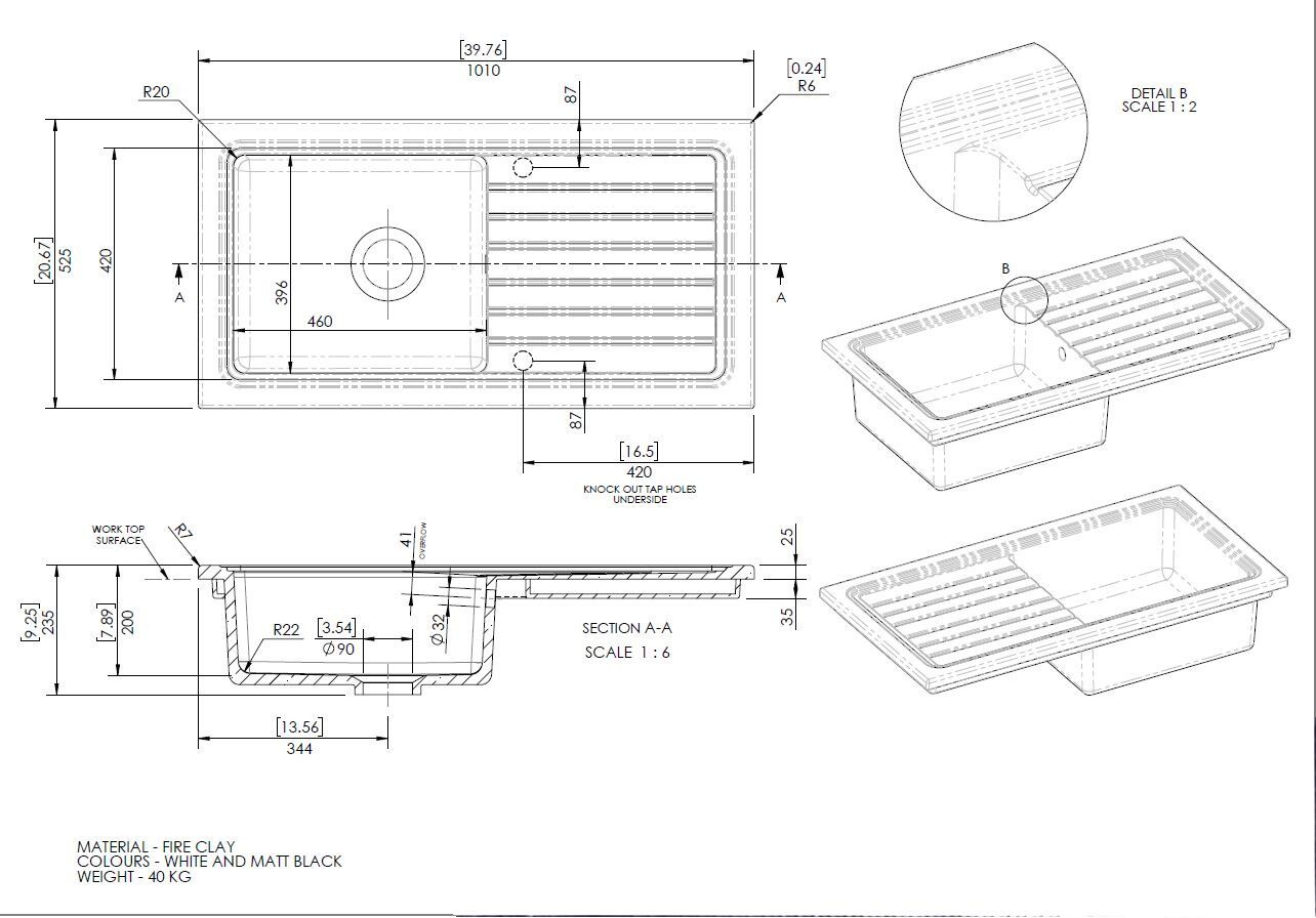 Reginox White Ceramic 1.0 Bowl Sink - Image 2