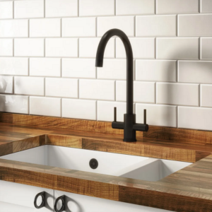 Alternative view of Twin Lever Matt Black Tap