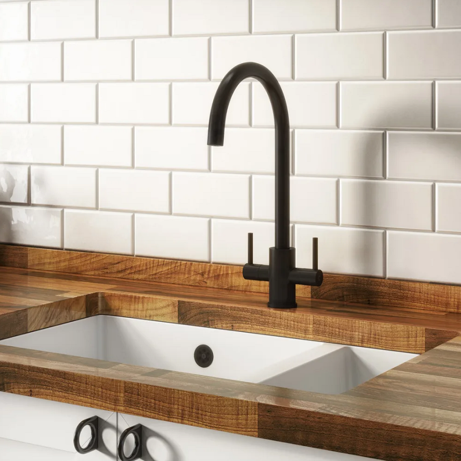 Twin Lever Matt Black Tap - Image 2