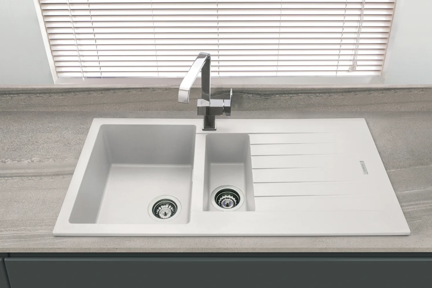 White Granite 1.5 Bowl Sink - Image 2